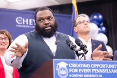 August 2, 2024: Sens. Kane and Hughes joined Gov. Shapiro at Cheyney University for a news conference and ceremonial bill signing to highlight advances in higher education including new funding, accessibility, and accountability measures.