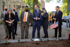 May 11, 2021: Senator Kane participates in the  PA Hunger Garden Dedication at the state Capitol. The bipartisan, bicameral Hunger Caucus works together with local master gardeners to provide hundreds of pounds of food from this garden every year for local organizations that fight food insecurity, including Downtown Daily Bread and the Central PA Food Bank.