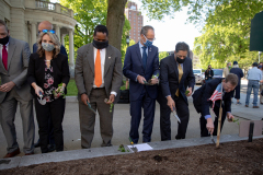 May 11, 2021: Senator Kane participates in the  PA Hunger Garden Dedication at the state Capitol. The bipartisan, bicameral Hunger Caucus works together with local master gardeners to provide hundreds of pounds of food from this garden every year for local organizations that fight food insecurity, including Downtown Daily Bread and the Central PA Food Bank.