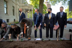 May 11, 2021: Senator Kane participates in the  PA Hunger Garden Dedication at the state Capitol. The bipartisan, bicameral Hunger Caucus works together with local master gardeners to provide hundreds of pounds of food from this garden every year for local organizations that fight food insecurity, including Downtown Daily Bread and the Central PA Food Bank.
