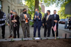 May 11, 2021: Senator Kane participates in the  PA Hunger Garden Dedication at the state Capitol. The bipartisan, bicameral Hunger Caucus works together with local master gardeners to provide hundreds of pounds of food from this garden every year for local organizations that fight food insecurity, including Downtown Daily Bread and the Central PA Food Bank.