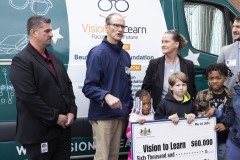 May 10, 2024: Sen. Kane visited Marcus Hook Elementary School in Marcus Hook, Delaware County, where students were being offered free eye tests through the Philadelphia Eagles Mobile Eye Screening van.  Part of the national Vision to Learn effort, and supported by the Philadelphia Eagles Charitable Foundation, the van provides more than 10,000 free screenings each year, detecting hundreds of treatable eye problems in young students. Sen. Kane presented organizers with a $60,000 grant in support of their work.