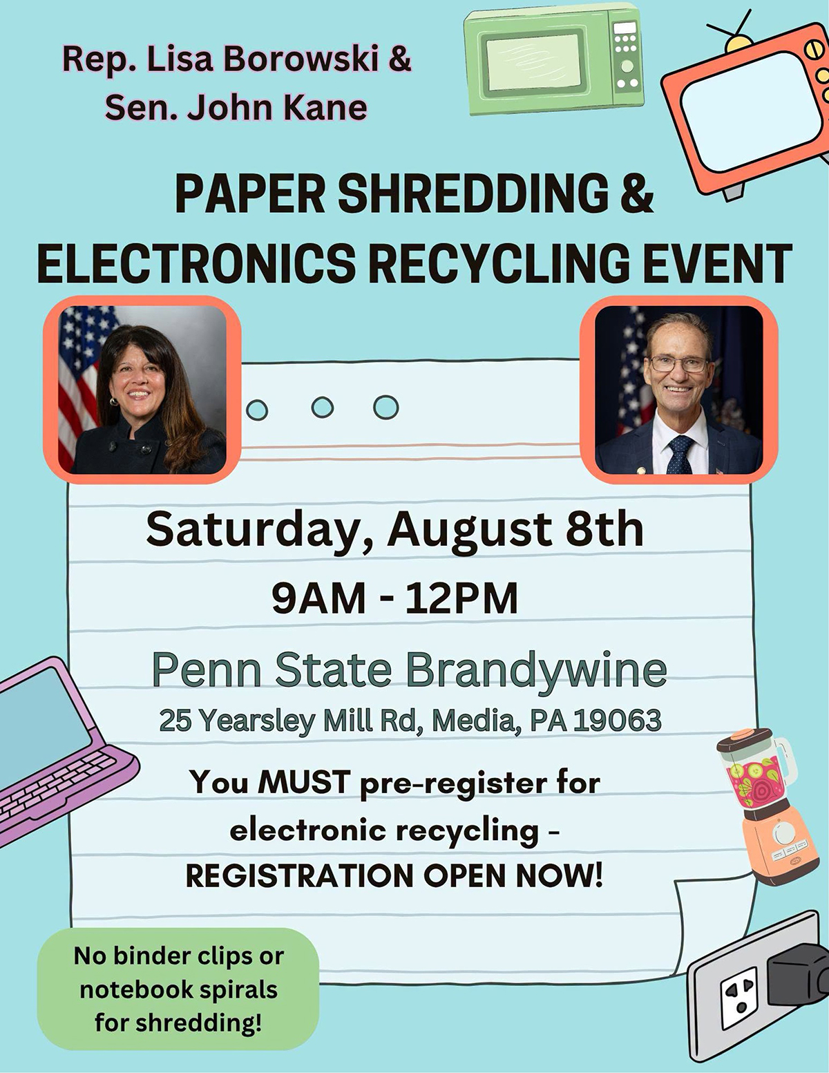 Paper Shredding & Electronics Recycling Event - August 8, 2026